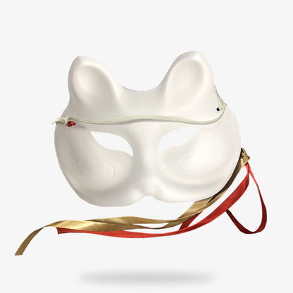 Masque Japonais Chat Matsuri en Pâte à Papier
