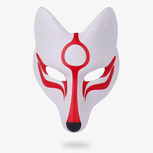 Masque Kitsune Okami Blanc et Rouge en PVC