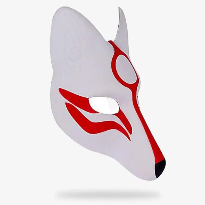 Masque Kitsune Okami Blanc et Rouge en PVC