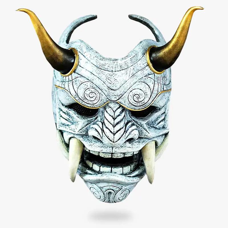 Masque Oni Japonais en Fibre de Verre Façonnée Main
