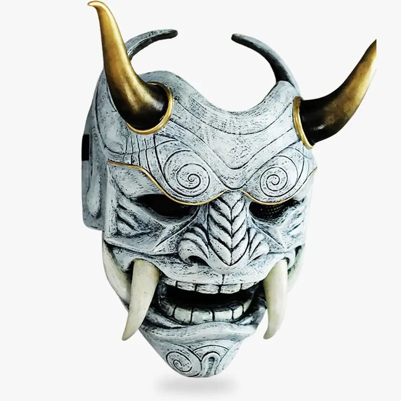 Masque Oni Japonais en Fibre de Verre Façonnée Main
