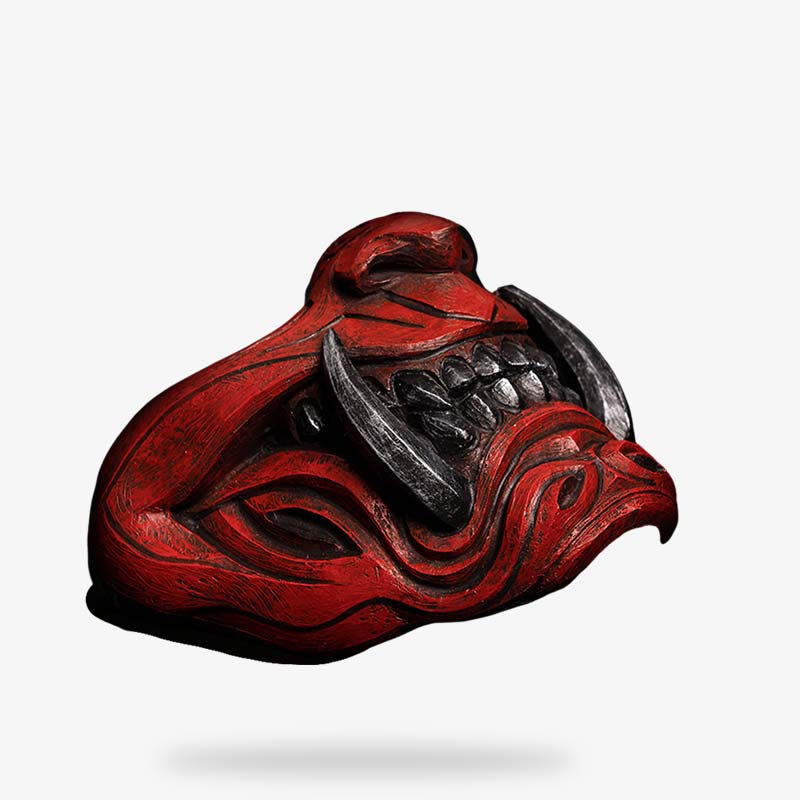 Masque Oni Rouge Sang en PU et Fibre de Verre