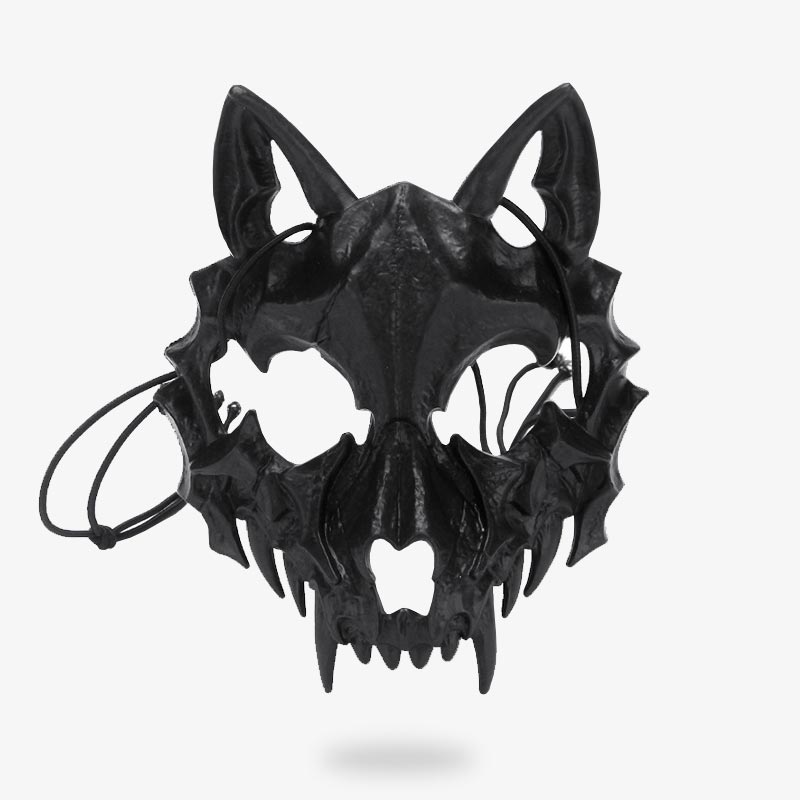 Masque Kitsune Squelette Noir ou Blanc