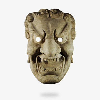 Masque Japonais Nô Kishin Fudo en Cèdre