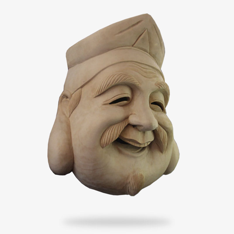 Masque Japonais Nô Jomen Sculpté en Cèdre