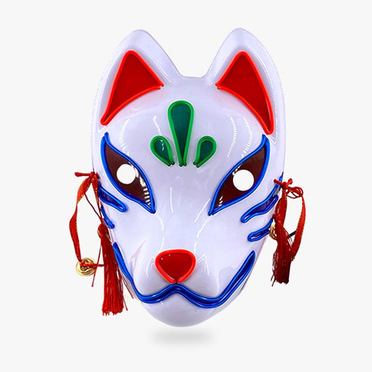 Masque Kitsune LED Blanc et Bleu