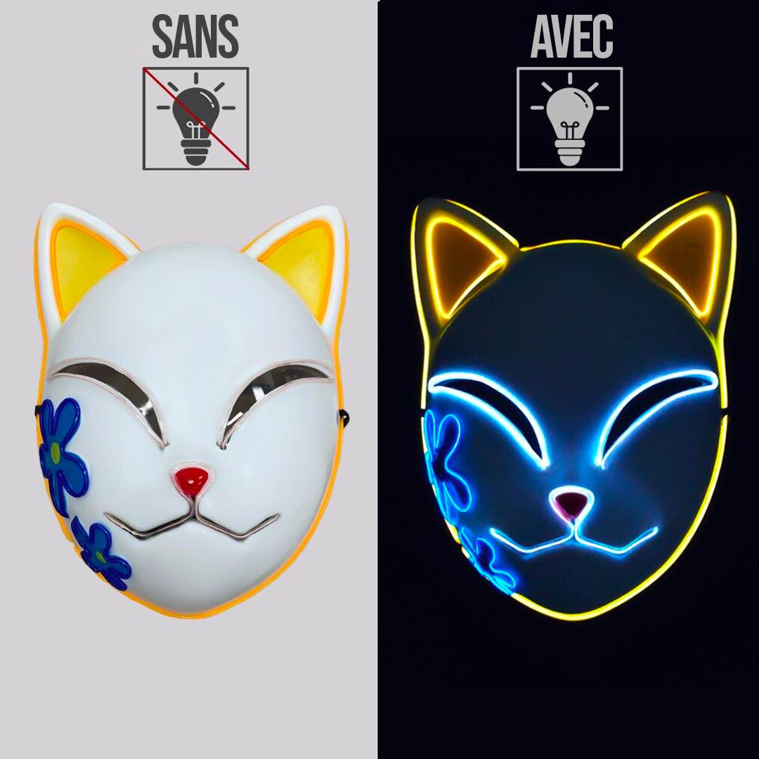 Masque Kitsune Makomo Demon Slayer à LED