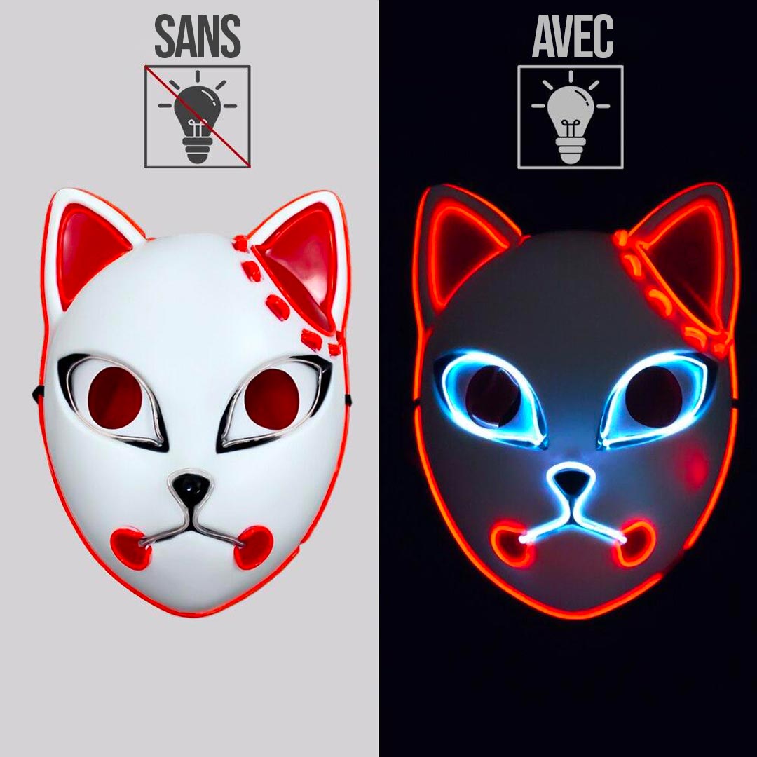 Masque Kitsune Demon Slayer Lumineux à LED