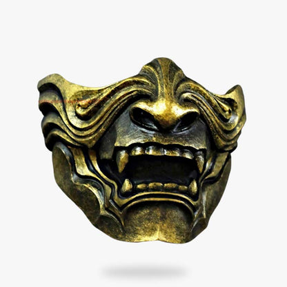 Masque Oni Noir et Or Demi-Masque Mempo