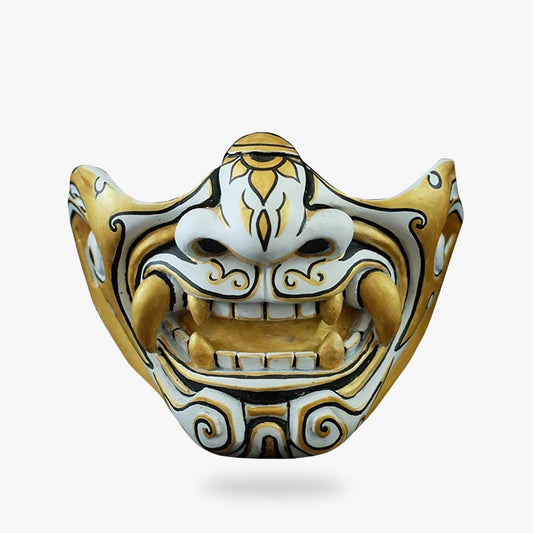 Masque Oni Doré Demi-Masque de Samouraï