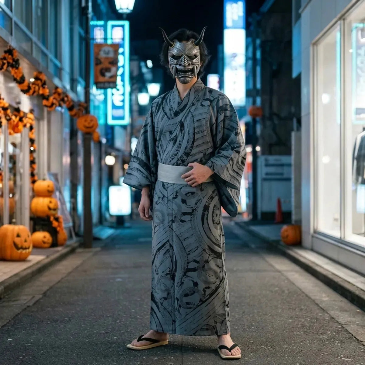 Masque Japonais Kabuki Oni en Fibre de Verre
