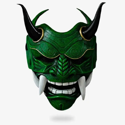 Masque Oni Vert à Cornes et Crocs