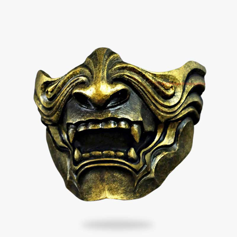 Masque Oni Noir et Or Demi-Masque Mempo