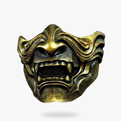 Masque Oni Noir et Or Demi-Masque Mempo