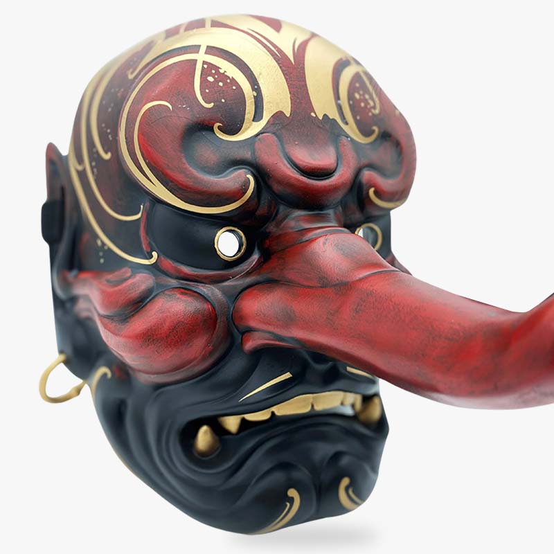 Masque Tengu Rouge en Résine et Bois