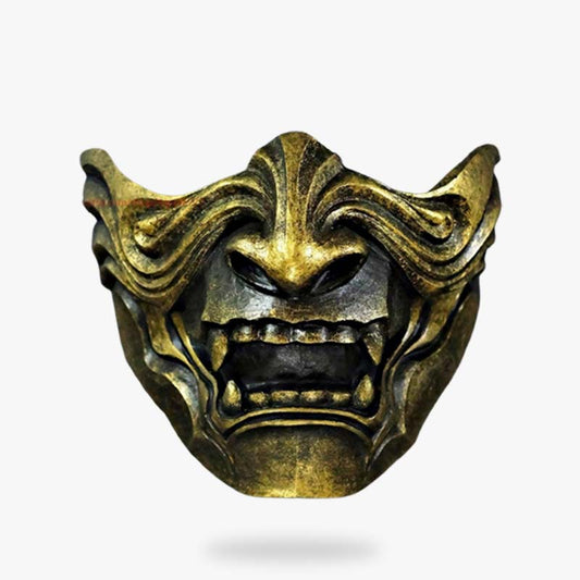 Masque Oni Noir et Or Demi-Masque Mempo