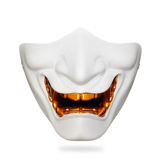 Masque Samouraï Blanc Mempo Demi-Visage