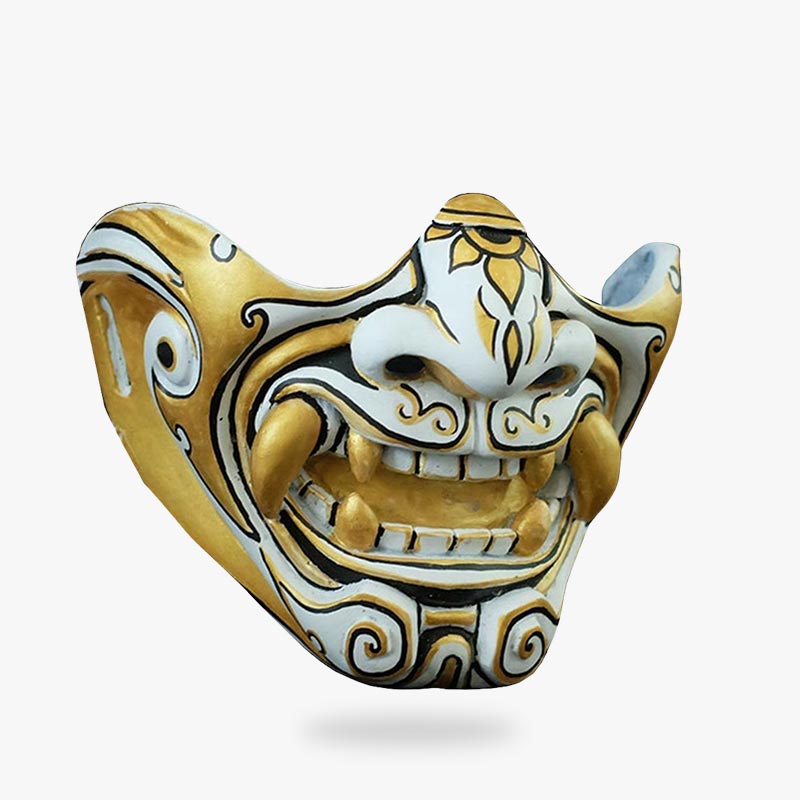 Masque Oni Doré Demi-Masque de Samouraï