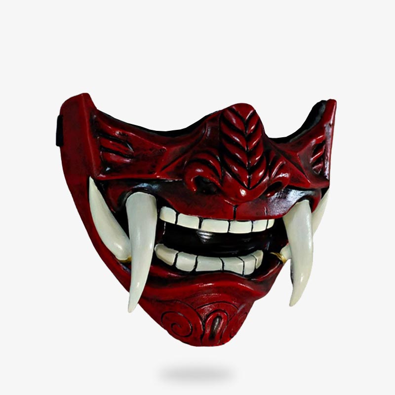 Masque Samouraï Oni à Cornes et Crocs