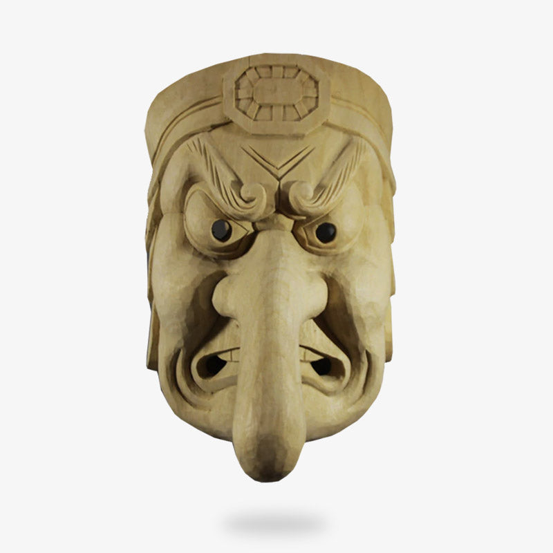 Masque Japonais Nô Tengu en Bois de Cèdre