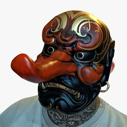 Masque Tengu Rouge en Résine et Bois