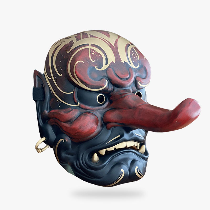 Masque Tengu Rouge en Résine et Bois