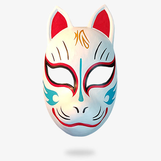 Masque Kitsune Blanc Traditionnel à Cordon