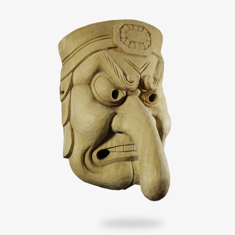 Masque Japonais Nô Tengu en Bois de Cèdre