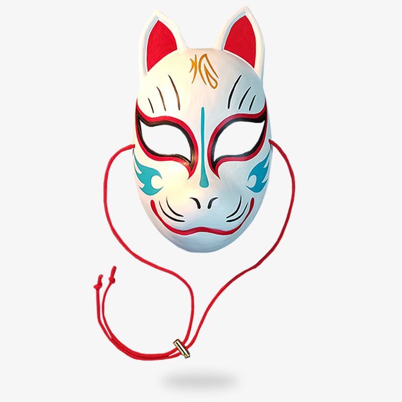 Masque Kitsune Blanc Traditionnel à Cordon