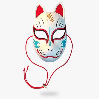 Masque Kitsune Blanc Traditionnel à Cordon