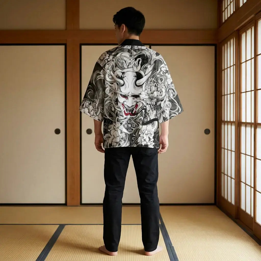 Veste Kimono Homme Masque Démon Oni