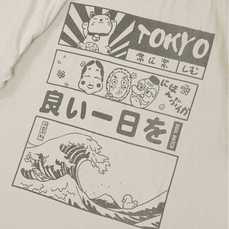 Maneki Neko T-Shirt Tokyo et Grande Vague