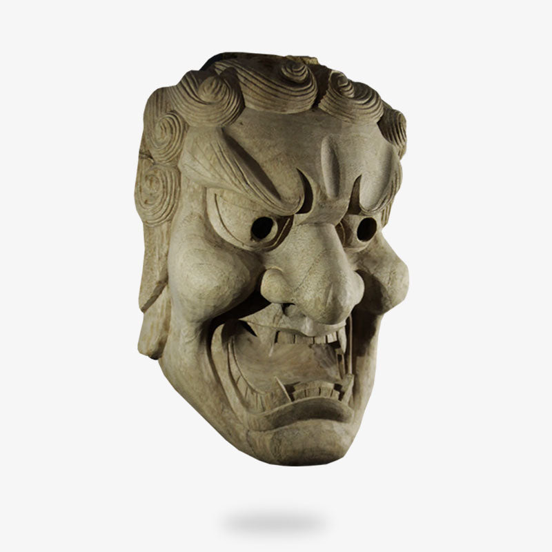 Masque Japonais Nô Kishin Fudo en Cèdre