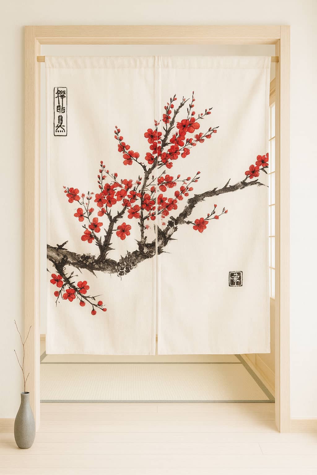 Noren Branche à l'Encre et Kanji