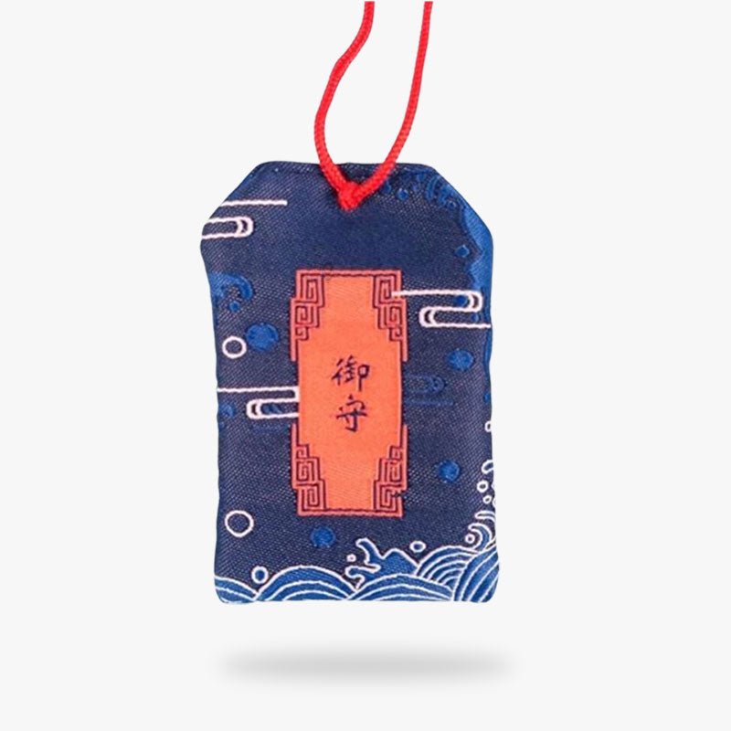 Omamori Japonais Carpe Koï et Symboles Kanji