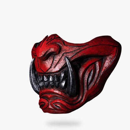 Masque Oni Rouge Sang en PU et Fibre de Verre