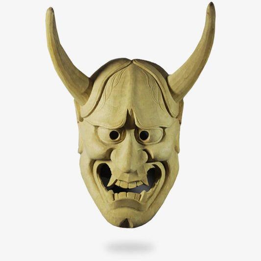 Masque Oni en Bois de Cèdre Sculpté Main