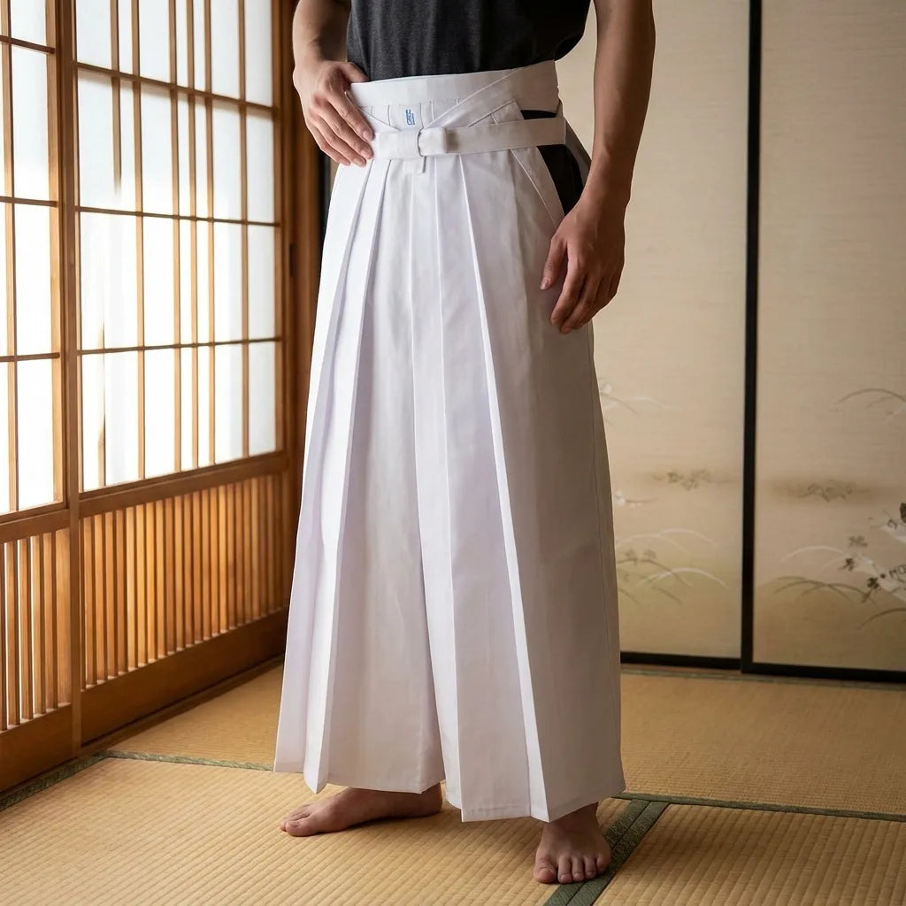 Pantalon Hakama Blanc en Coton Épais