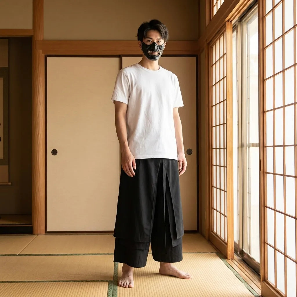 Pantalon Hakama Homme Noir Coupe Ample