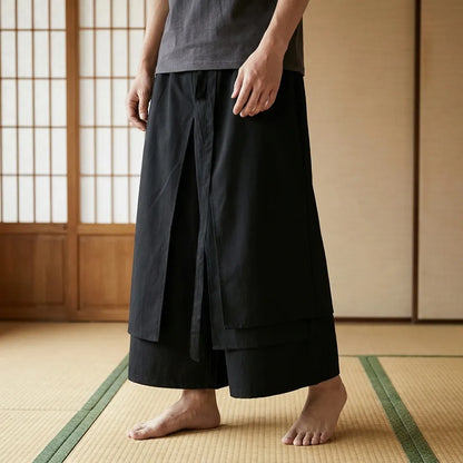 Pantalon Hakama Homme Noir Coupe Ample