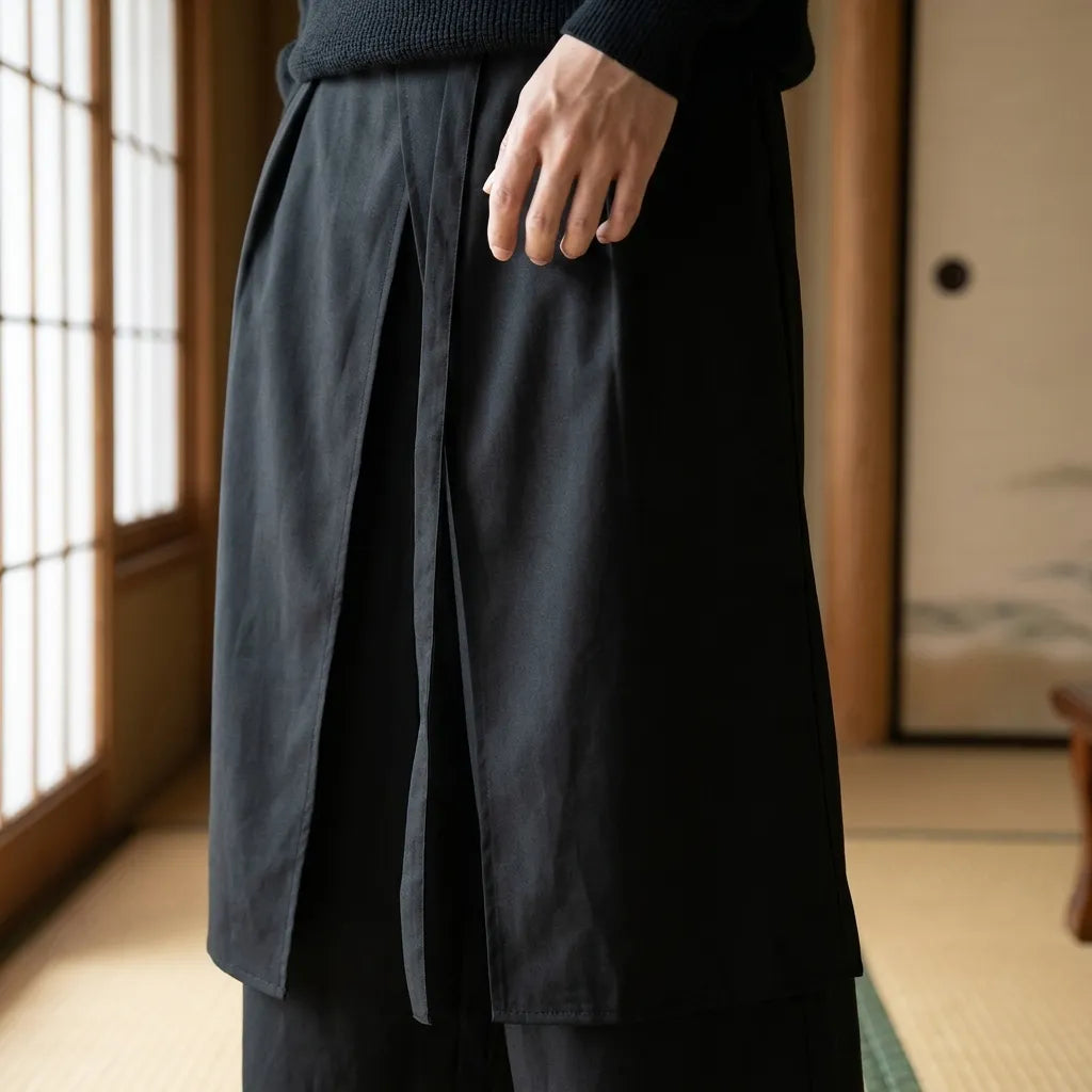 Pantalon Hakama Homme Noir Coupe Ample