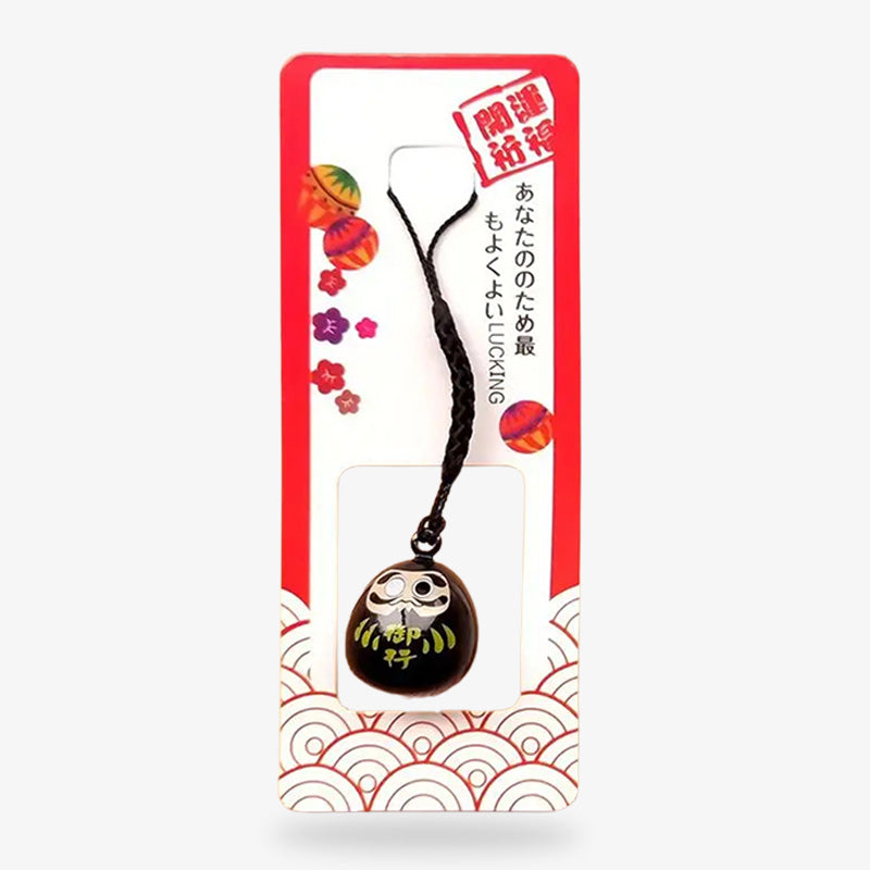 Daruma Porte-Clé Noir en Métal