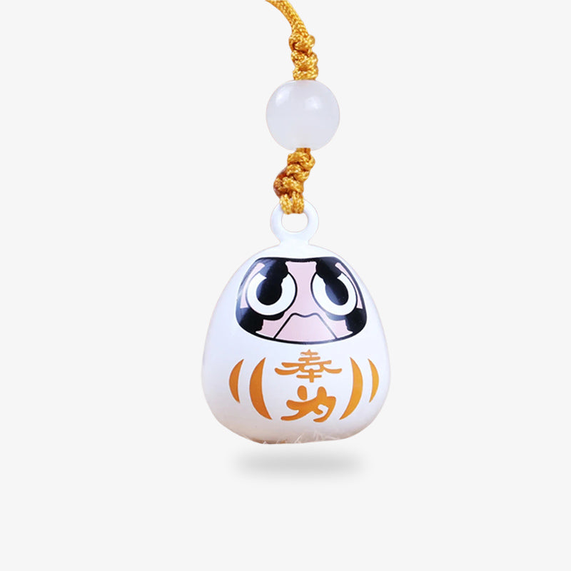 Daruma Porte-Clé Blanc en Métal