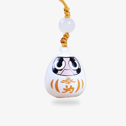 Daruma Porte-Clé Blanc en Métal