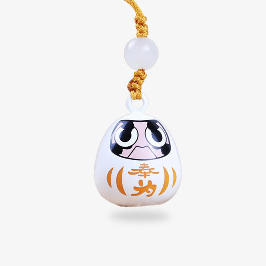 Daruma Porte-Clé Blanc en Métal