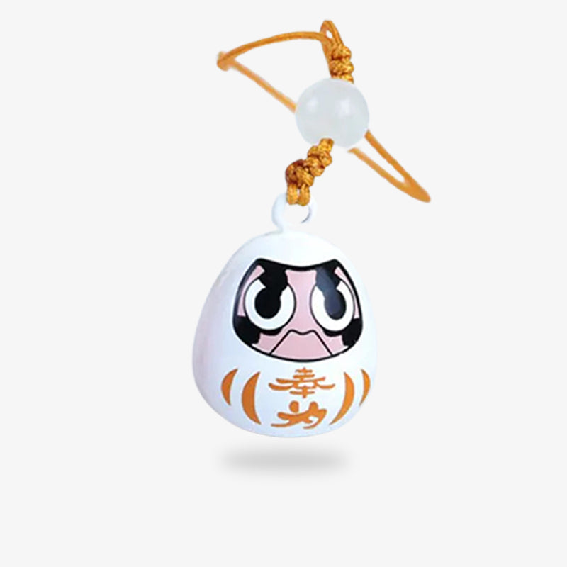 Daruma Porte-Clé Blanc en Métal
