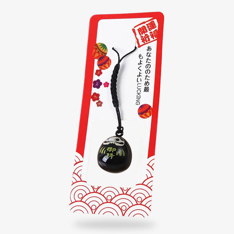 Daruma Porte-Clé Noir en Métal