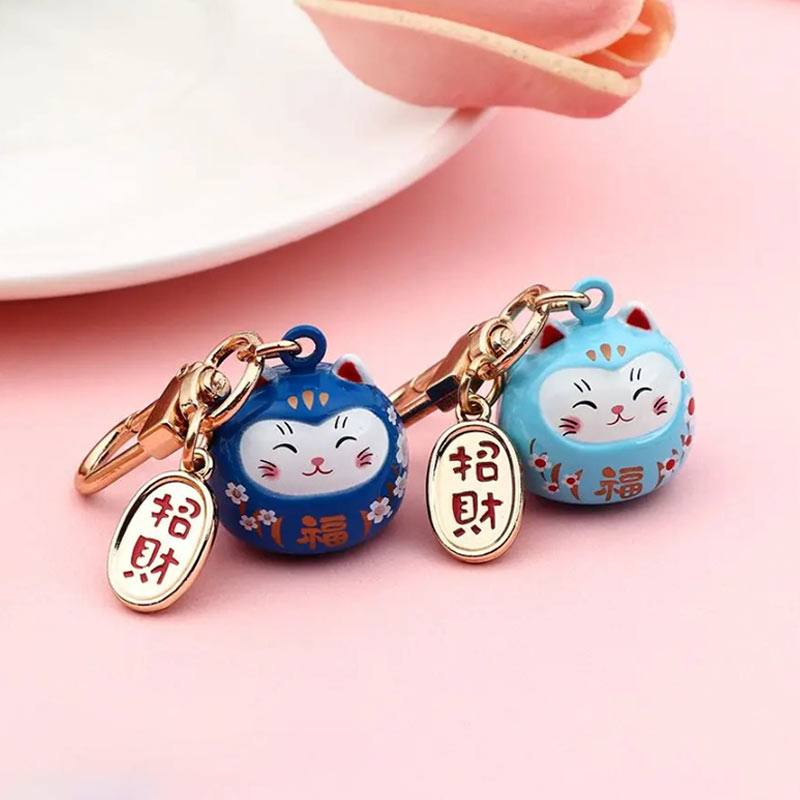 Maneki Neko Porte-Clé Kawaii Sakura et Cadenas