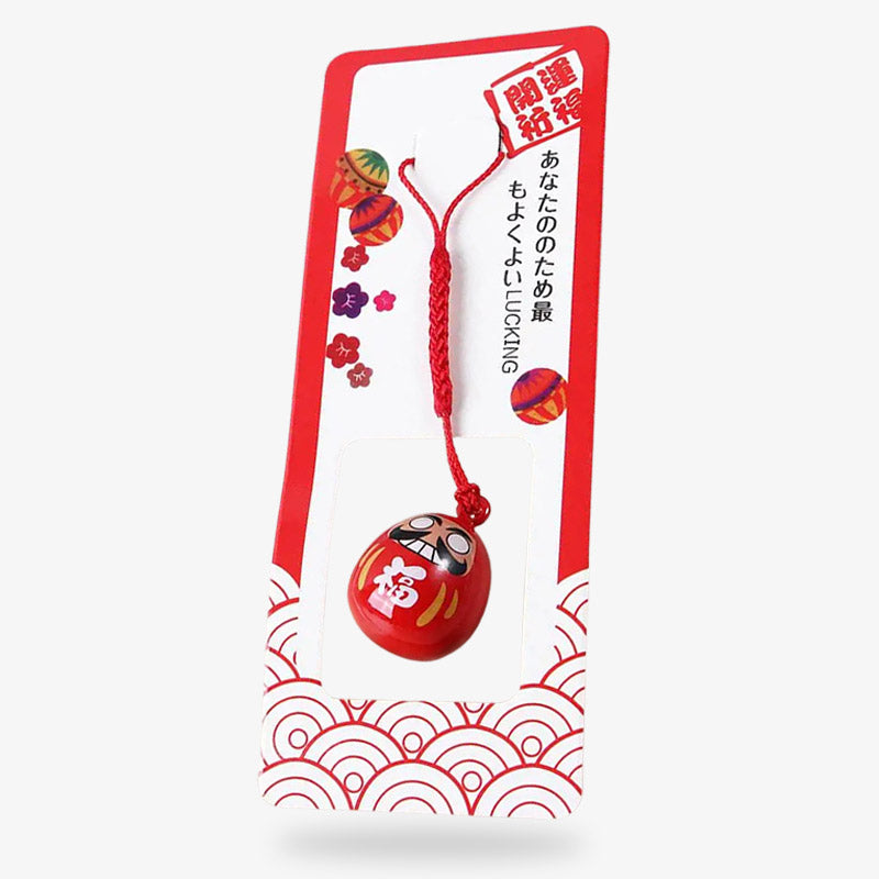 Daruma Porte-Clé Rouge en Métal