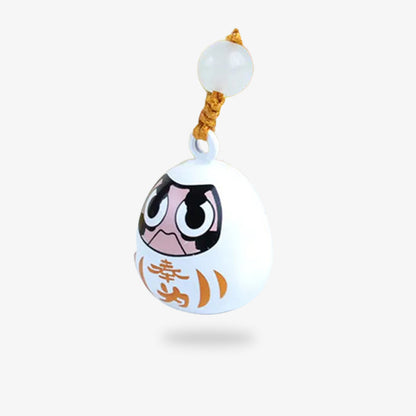 Daruma Porte-Clé Blanc en Métal